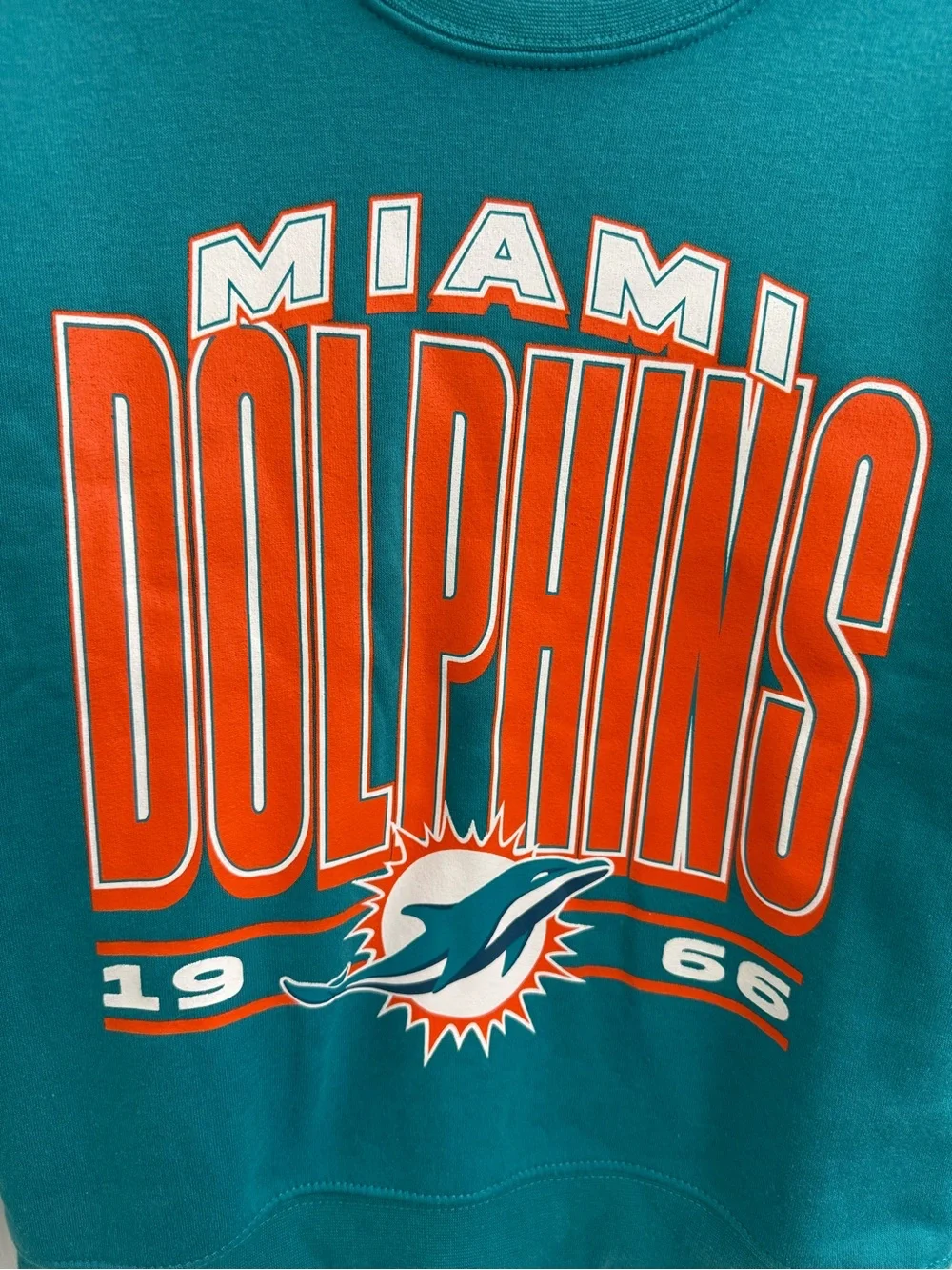 NFL Team Apparel Teal Orange Miami Dolphins Kids Crewneck Sweatshirt